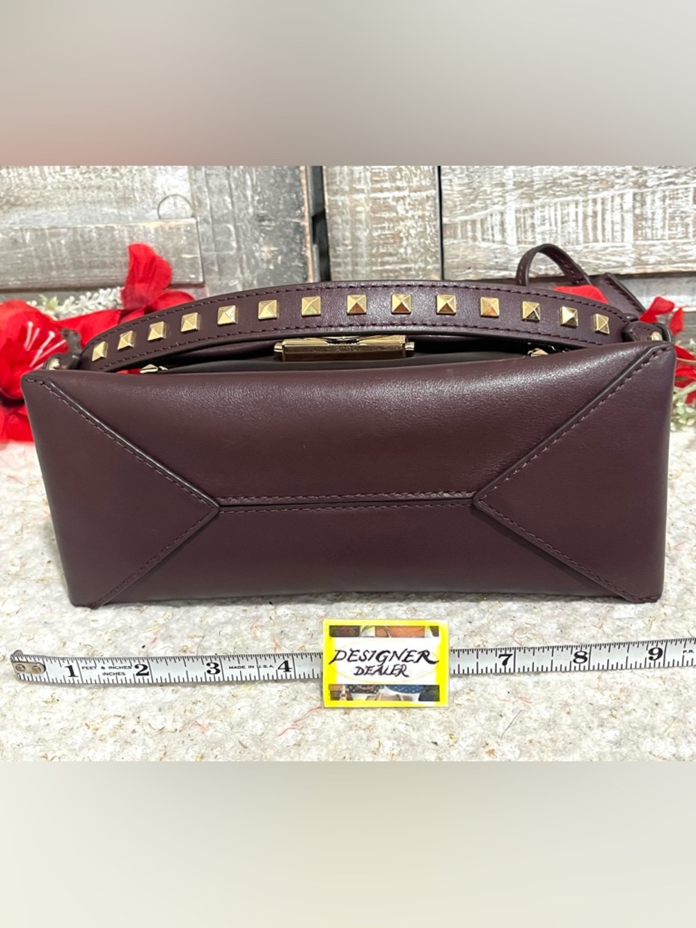 MICHAEL KORS CeCe Studded Convertible Crossbody Burgundy EUC! - Picture 9 of 13